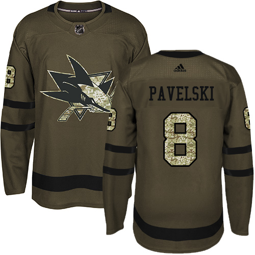 Herren San Jose Sharks Eishockey Trikot Joe Pavelski #8 Authentic Grün Salute to Service